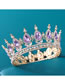 Fashion Purple And Red Diamonds On Silver Metal Geometric Crown With Diamonds