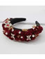 Fashion Red Wine Fabric Wide-brimmed Headband With Diamonds And Silk Flowers
