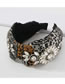 Fashion Black And White Fabric Wide-brimmed Headband With Diamonds