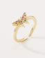 Fashion Color Butterfly Copper Inlaid Zirconium Butterfly Open Ring