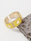 Fashion Yellow Copper Inlaid Zirconium Drop Oil Star Open Ring