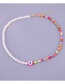 Fashion Yellow Colorful Rice Beads Stitching Pearl Beaded Eye Necklace