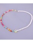 Fashion Yellow Colorful Rice Beads Stitching Pearl Beaded Eye Necklace