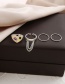 Fashion Silver Alloy Diamond Love Heart Chain Ring Set