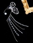 Fashion Silver Geometric Diamond-studded Butterfly Pearl Tassel Earrings