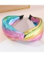 Fashion Pink Leather Gradient Cross-knotted Wide Brim Headband