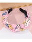 Fashion Yellow Fabric Printed Knotted Broad-brimmed Headband