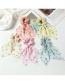 Fashion Light Pink Floral Long Tail Pleated Hair Ring