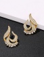 Fashion Gold Copper Inlaid Zirconium Flame Ear Studs