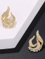 Fashion Gold Copper Inlaid Zirconium Flame Ear Studs