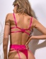Fashion Rose Red Three-piece Lace Embroidery Mesh See-through Underwear