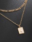 Fashion Gold+white 3073 Metal Geometric Drop Oil Moon Square Brand Double-layer Necklace