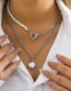 Fashion White K Alloy Pearl Beaded Stitching Chain Ot Buckle Double Layer Necklace
