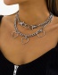 Fashion White K Metal Lock Double Heart Necklace