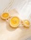 Fashion Gold Metal Embossed Tag Pearl Necklace