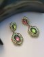 Fashion A Bronze Alloy Inlaid Fancy Diamond Flower Earrings