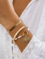 Fashion Gold Metal Pearl Scallop Geometric Bracelet Set