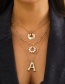 Fashion Gold Metal Letter Pearl Ring Multilayer Necklace
