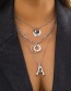 Fashion White K Metal Letter Pearl Ring Multilayer Necklace