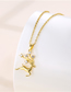 Fashion Gold Titanium Steel Diamond Fawn Necklace