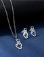 Fashion Silver Stainless Steel Biheart Necklace And Earring Set