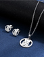 Fashion Silver Stainless Steel Geometric Round Letter Bear Earring Necklace Set