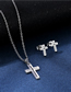 Fashion Silver Titanium Steel Cross Earring Necklace Set