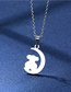 Fashion Silver Stainless Steel Moon Bear Necklace And Earring Set