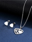 Fashion Silver Stainless Steel Letter Love Ear Stud Necklace Set