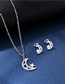 Fashion Silver Stainless Steel Star And Moon Necklace And Earrings Set