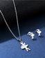 Fashion Silver Stainless Steel Ballet Earrings Necklace Set