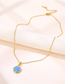 Fashion Gold Stainless Steel Round Brand Thunder And Lightning Dripping Oil Necklace