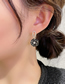 Fashion Black Alloy Diamond Pearl Drop Oil Camellia Stud Earrings