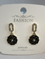 Fashion Black Alloy Diamond Pearl Drop Oil Camellia Stud Earrings