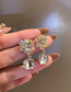 Fashion Gold Alloy Inlaid Square Diamond Camellia Earrings