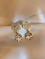 Fashion Gold Alloy Inlaid Square Diamond Camellia Earrings