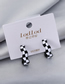 Fashion Black Alloy Checkerboard C-shaped Earrings