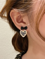 Fashion Khaki Alloy Check Heart Bow Earrings