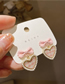 Fashion Pink Alloy Check Heart Bow Earrings