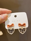 Fashion Pink Alloy Check Heart Bow Earrings