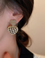 Fashion Khaki Alloy Houndstooth Heart Stud Earrings