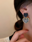 Fashion Khaki Alloy Houndstooth Heart Stud Earrings
