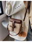 Fashion Khaki + Pendant Pu Large-capacity Contrast Color Crossbody Bag