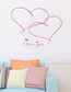 Fashion 42*35cm Black Pvc Double Heart Letter Wall Sticker