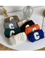 Fashion Black Woolen Knitted Letter Embroidery Headband