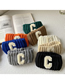 Fashion Grey Woolen Knitted Letter Embroidery Headband