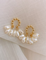 Fashion Gold Geometric Pearl Tassel Stud Earrings
