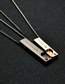 Fashion Rose Gold Titanium Steel Diamond Letter Tag Necklace Love Pair