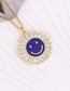 Fashion 2#blue Copper Inlaid Zirconium Sunflower Dripping Oil Smiley Face Necklace