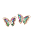Fashion 1#hole Green Copper Inlaid Zirconium Gradient Butterfly Earrings